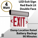 Exit Sign Edge-Lit Battery Backup Double Face Red