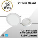 Flush Mount Light 9" 30/40/5000K 18W 1250Lm
