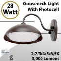 Gooseneck Light Wall Mount 28W 5CCT 2700/3000/4000/5000/6500 Selectable with 3000Lm - W Photocell
