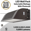 LED Wall Pack 70/56/42/28W Full Cut Off 3/4/5K 9800Lm Photocell