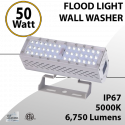 High-Performance 50W Wall Washer Flood Light: 6750 Lumens, 5000K, IP67 Rated