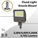 LED Flood Light Knucle Mount 36W 50W 63W 9765Lm 30K 40K 50K Photocell