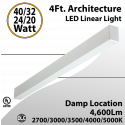4FT Architecture 40 32 24 20W 5CCT Selectable LED Linear Light