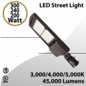 LED Street Light fixture 300/240/200W 3CCT 45000Lm
