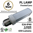 6W PL LED Bulb lamp 3000K E26 UL.Frosted.  Direct Line (Remove Ballast)