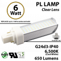 6W PL LED Bulb lamp 650Lm 6500K G24-d3 IP40 UL. Direct Line (Remove Ballast)