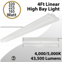 Led Warehouse Lights 4Ft Linear Fixture 320/225/165W 43500Lm 4/5K