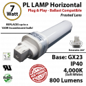7W PL LED lamp 800Lm 4000K Frosted Ballast compatible GX23 IP40 UL.