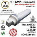 7W PL LED lamp 800Lm 4000K Frosted Direct Line (remove ballast) GX23 IP40 UL
