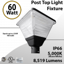 Top Post Light 60W LED 8519 Lumen 5000K Square