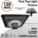 Post Top Light Fixture 150W LED 19800 lumens equals 400W Metal Halide