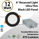 Recessed Lighting Ultra Thin LED Panel Black Trim 6" 12W Switchable CCT 