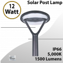 Solar Post Lamp Round 12W 1500LM With Smart Control