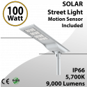 Solar Street Light 100W 9000Lm 12V 30AH Microwave M. Sensor Included