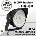 480V Stadium Lights Power Tunable 600W 500W 400W 93000 lumens IP66 UL DLC