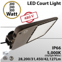 High Voltage 480V LED Sports Court Light - 200/240/300W, 42127 Lm, 5000K