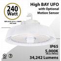 UFO Light LED High Bay 240W White - Optional Motion Sensor 34242Lm 5000K