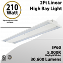 Industrial High Bay LED Light 210W, 30600 Lumens, 5000K 2ft.