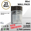 25W LED Mini Wall Pack 2700Lm 5000K IP65 W/photocell