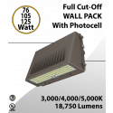 Full cut-off LED Wall Pack 76/105/125W 3000K/4000K/5000K w/Photocell