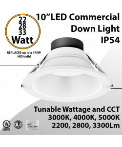 LED Downlight 10 inch 22W/28W/33W 3300Lm 30K/40K/50K 0-10V Dimmable