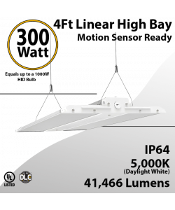 Led Warehouse Lights 4Ft Linear Fixture 300W 41466Lm 5000K 100-277V