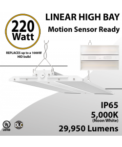 High Bay LED Light 2Ft. 220W 29950Lm 5000K Motion Sensor Ready
