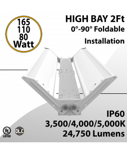 LED High Bay Light 2Ft. 165W/110W/80W 35K 40K 50K OS Ready UL DLC FCC