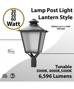 LED Post Light 30W 50W 60W LED Lantern Style 6596Lm 3000K 4000K 5000K