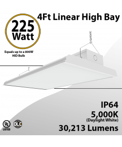Led Warehouse Lights 4Ft Linear Fixture 225W 30213Lm 5000K 100-277V