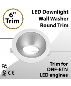 LED Downlight 6 inch Wall Washer Round Trim