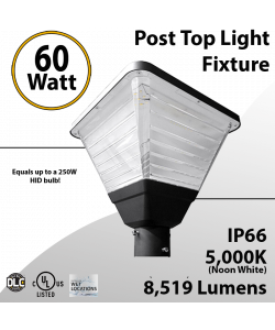 Top Post Light 60W LED 8519 Lumen 5000K Square
