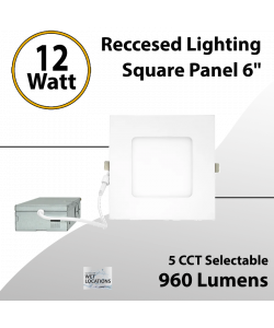 Reccesed Lighting 6" 12W LED Square Panel Selectable 5 CCT