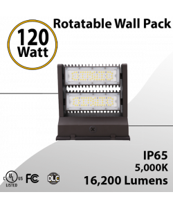 120W Rotatable Wall Pack 16200 Lumens 5000K
