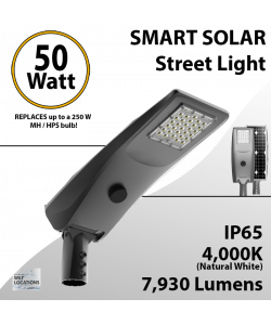 Solar Street Light 50W 7930Lm 12V 50AH Microwave Motion sensor included