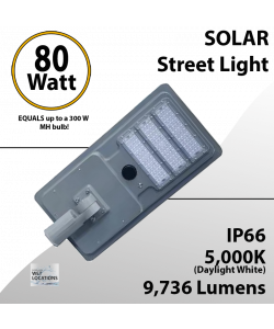 Solar Street Light 80W 9736Lm 12.6V 22AH Microwave Motion sensor included