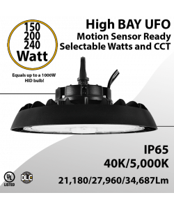 UFO Light LED High Bay 150/200/240W Motion Sensor Ready 40/5000K