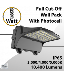 LED Wall Pack Light with Photocell, 80W/60W/40W/20W, 3000/4000K/5000K