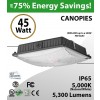 45W LED Canopy Light Ceiling Mount 5000K 5300 Lumens UL DLC IP65