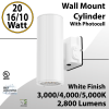 LED Wall Mount Cylinder Light 10/16/20W 3CCT 2800Lm Photocell White Finish