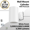 LED Wall Mount Cylinder Light 19/31/38W 3CCT 5500Lm Photocell White Finish 