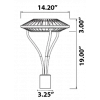 dimensions Post-Top Garden Light 80/100/120/150W 5000K photocell