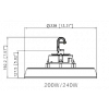 UFO Light LED High Bay 200W 240W Motion Sensor Ready 28000Lm or 36000Lm 5000K dimensions
