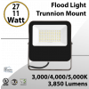 LED Flood Light Trunnion Mount 27W-11W 3850Lm 3000K 4000K 5000K
