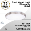 Kitchen Bedroom & Bathroom Ceiling LED 27-50K 22W 1990Lm 15" Nickel