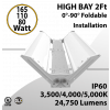 LED High Bay Light 2Ft. 165W/110W/80W 35K 40K 50K OS Ready UL DLC FCC (LED)