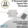 Recessed LED Light: 6 Inch 12W Square