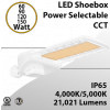 White LED Shoebox Light Power Selectable 60W to 150W 21000Lm 4000K/5000K