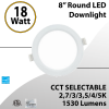 Round Downlight 8" 18W 1530Lm 5CCT Adjustable