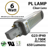 6W PL LED Bulb lamp 650Lm 2700K G23 IP40 UL. Direct Line (Remove Ballast)